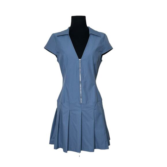 Zara blue cap sleeves mini dress size Large - Picture 1 of 14
